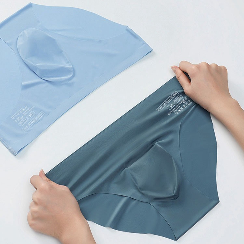 Men's Ice Silk Seamless Briefs Summer New Ultra-thin Transparent Sexy Quick-drying Trendy Breathable Underwear Panties