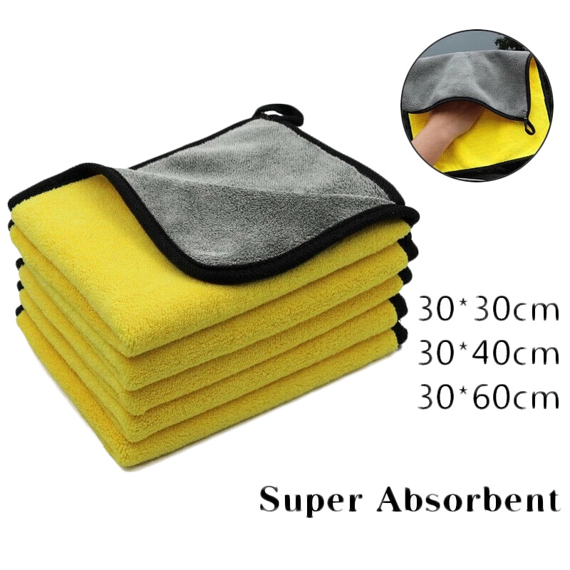 Vi Sợi Khăn Lau Vệ Sinh Làm Dày Mềm Mại Sấy Vải Thân Xe Giặt Khăn Tắm 2 Lớp Giẻ Sạch 30/40/60cm
