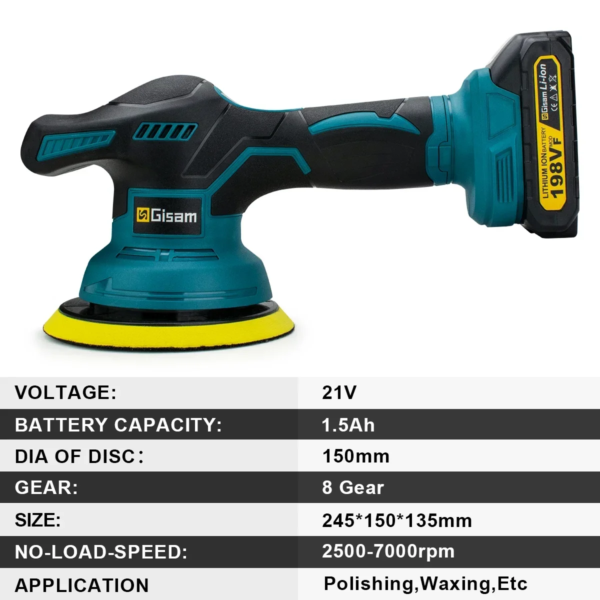 Gisam Cordless 8 Gears Car Polisher Electric Polisher Automobile Car Polishing Sealing Glaze Machine For Makita 18v Battery Pins