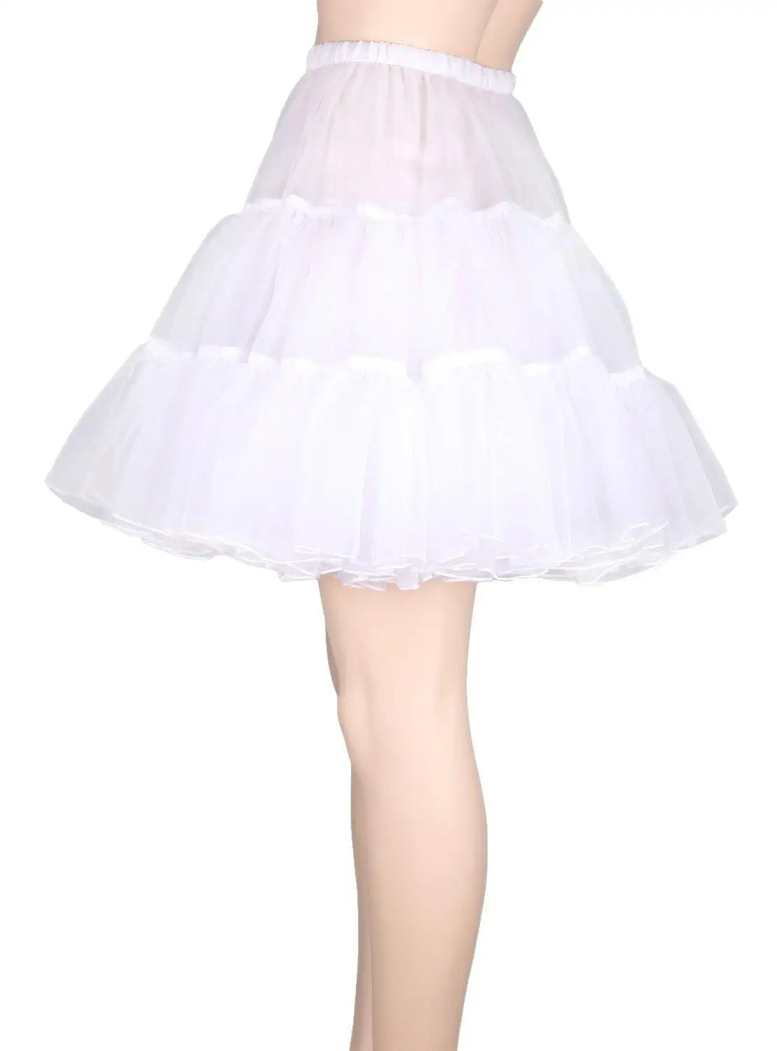 Women Girls Ruffled Short Petticoat with/no Hoop Solid Color Fluffy Bubble Tutu Skirt Puffy Half Slip Prom Crinoline Underskirt