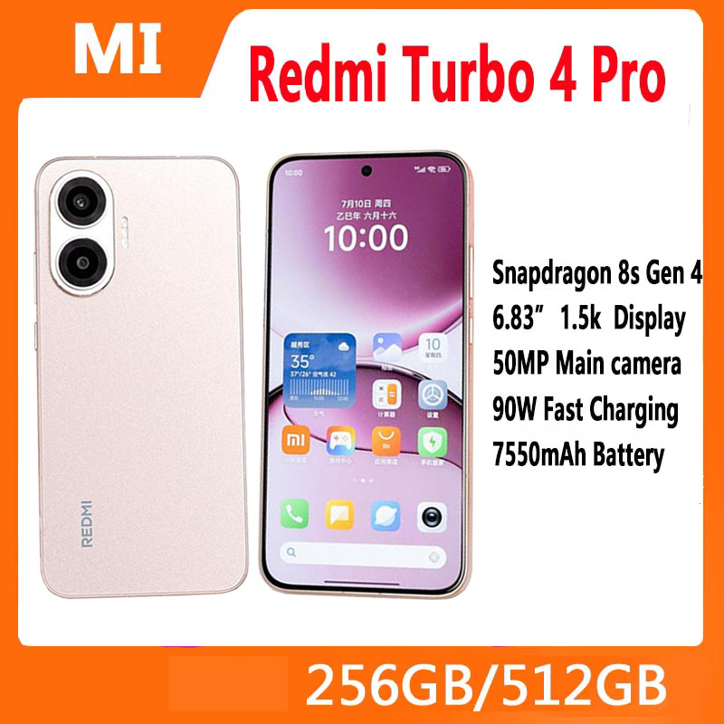 Xiaomi Redmi Turbo 4 Pro SmartPhone Snapdragon 8s Gen 4 50MP+20MP Camera 6.83 inch 2772x1280 Screen 90W 7550mAh Battery