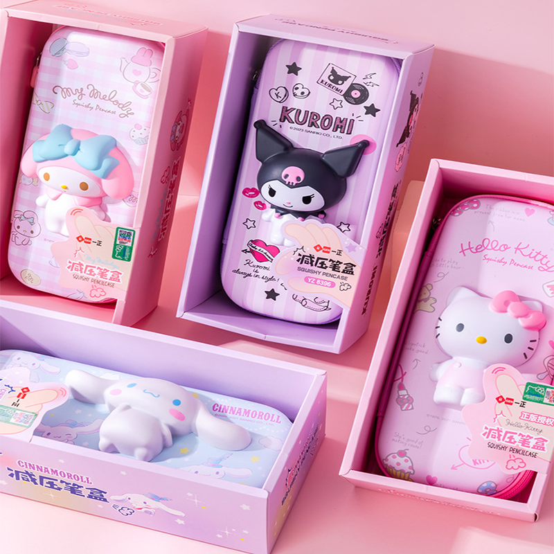 Sanrio Cute Pen Box Hello Kitty Stationery Box Children's And Students' Learning Supplies Stress Relieving Pen Bag Festival Gift