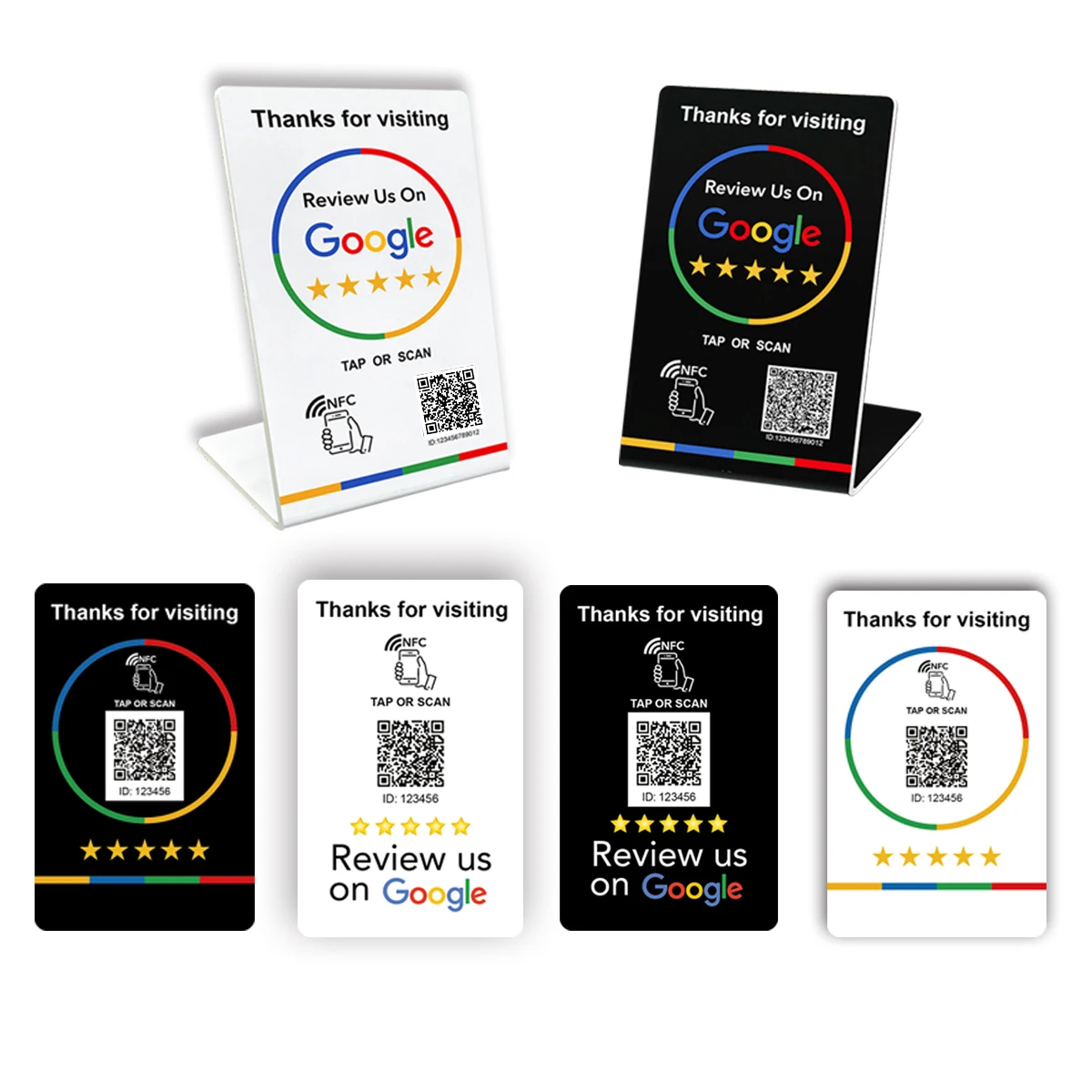 NFC 215 Programmeerbare QR-code TAP Google Review Acrylstickers Kaart NFC-stationtabel 13,56 MHz Waterdichte NFC-standaard Review-kaart