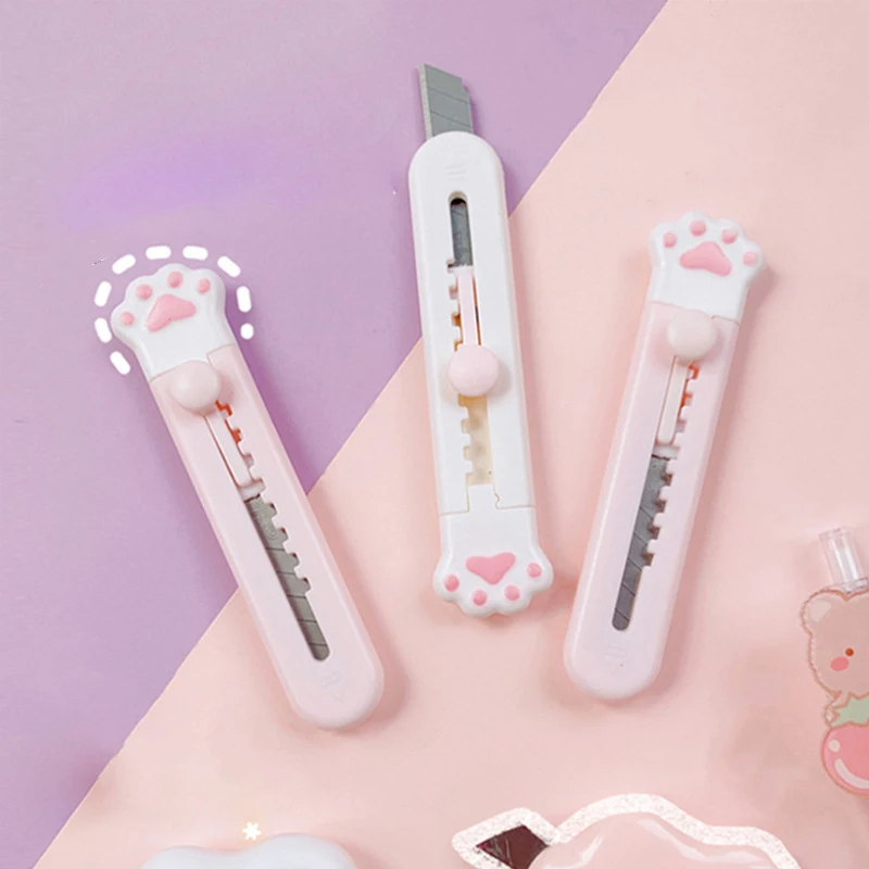 Cat Paw Art Knife Mini Small Cute Cartoon Paper Knife Unpacking Express Utility Knife Device Students With Portable Hand Knife