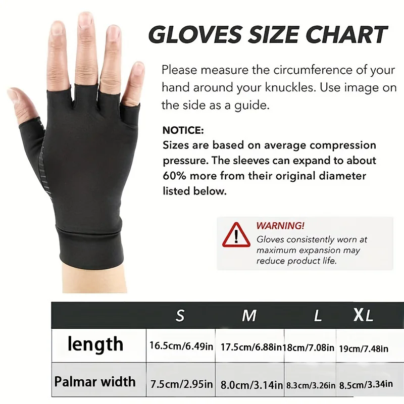 Compression Arthritis Gloves Half Finger Relief Copper Ion Fiber Pressure Protective Gloves Joint Rehabilitation Care Training