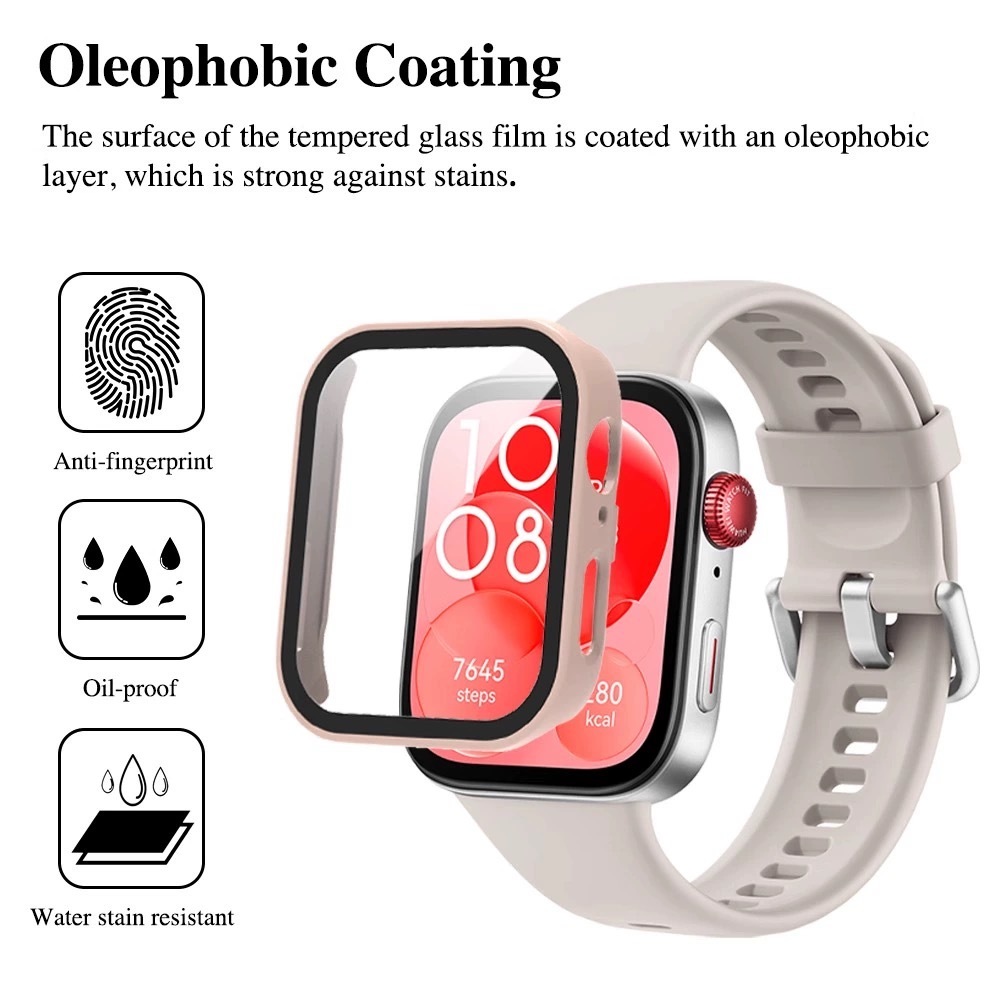 ガラス + ケース Huawei 社ウォッチフィット 3 オールラウンドスクリーンプロテクターハード PC バンパー強化ガラス時計ケース Huawei 社ウォッチフィット 3