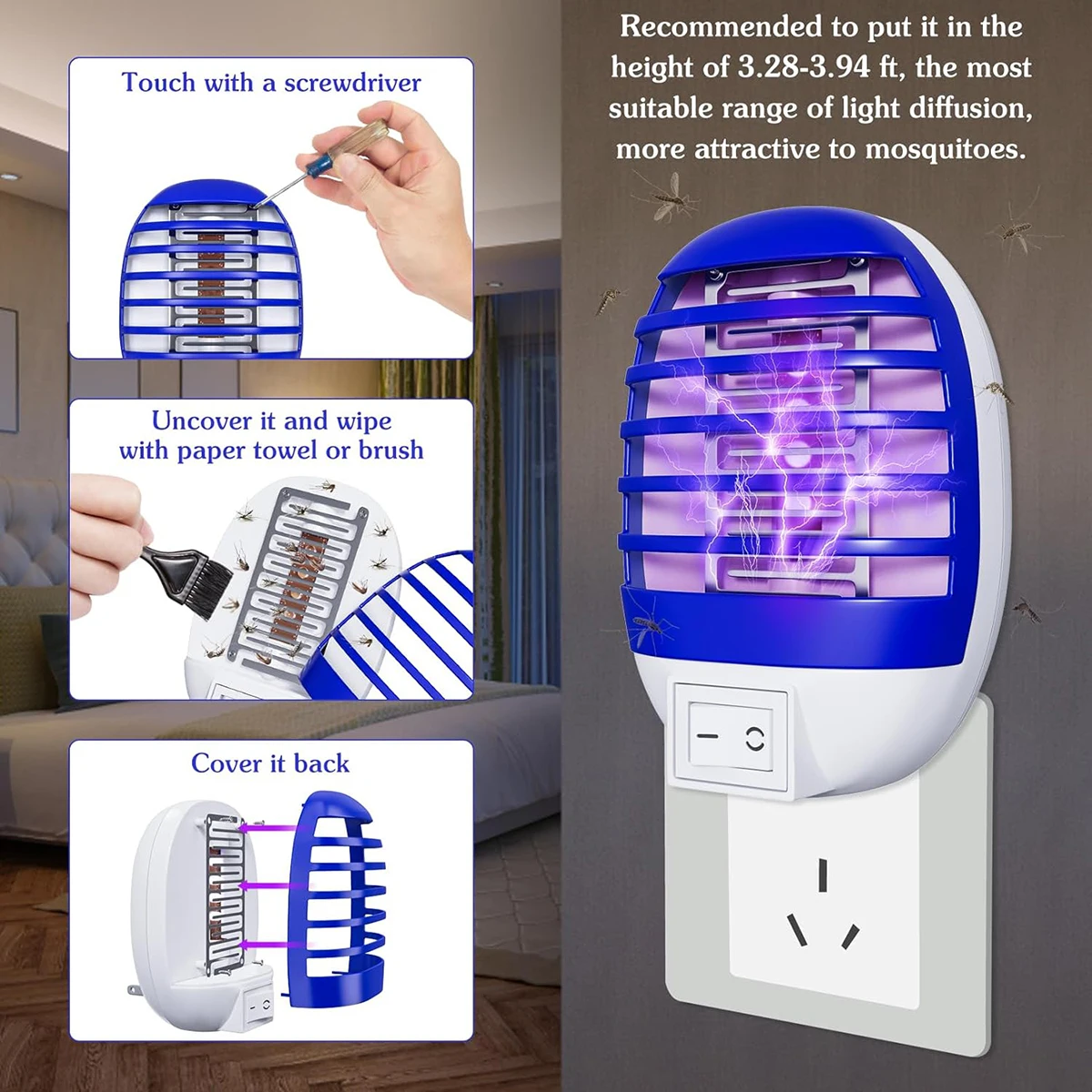 2/4/6Pcs LED Socket Mosquito Killer Lamp US/EU Plug Electric Mosquito Fly Bug Insect Trap Killer Night Lamp