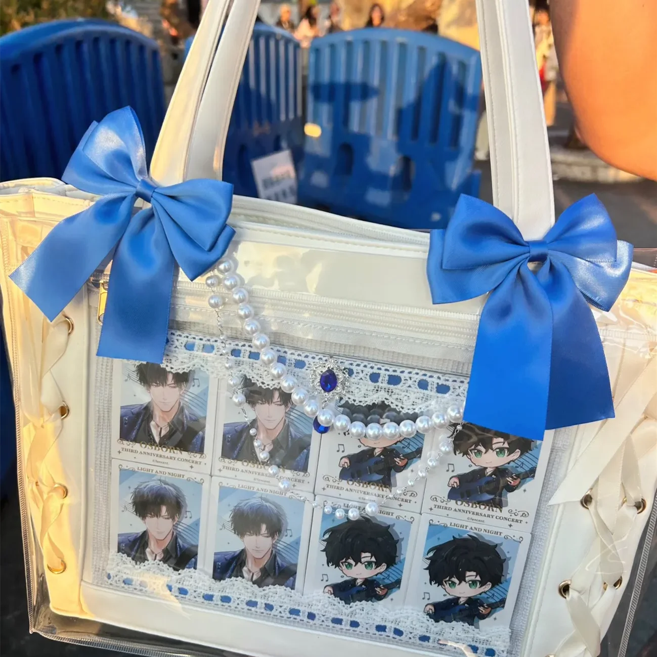 luxury Ita bag bow ，Detachable Pearl necklace，Ita bags Accessories，long streamers  Ribbon Award，Lolita gate knot