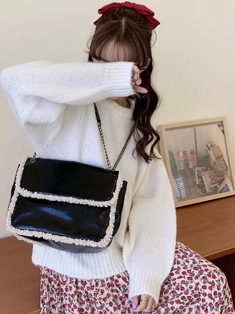 2025 outono inverno novo retro pele de cordeiro oulder crossbody saco feminino versátil faion coreano sle único oulder saco