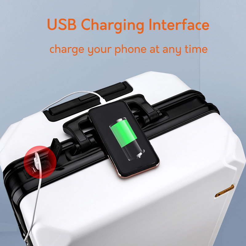 ファッションローリング荷物アルミフレーム USB 充電トロリースーツケース 20/24/26/28 インチ学生パスワード旅行荷物