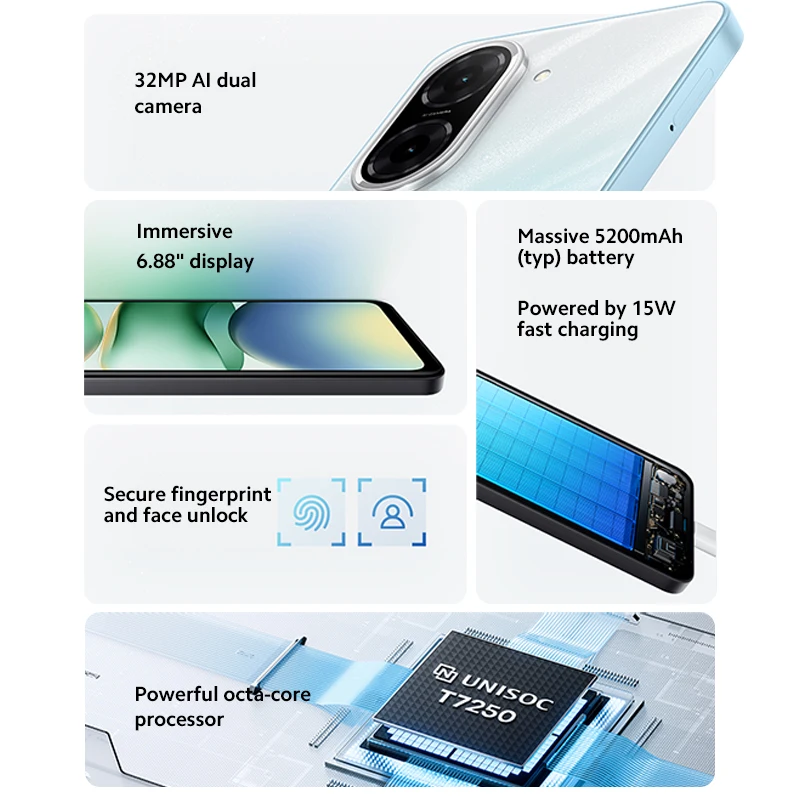 【Brand+】Global Version Redmi A5 Unisoc T7250 Processor 32MP Main Camera 6.88" Large Screen Supports 15W Fast Charging