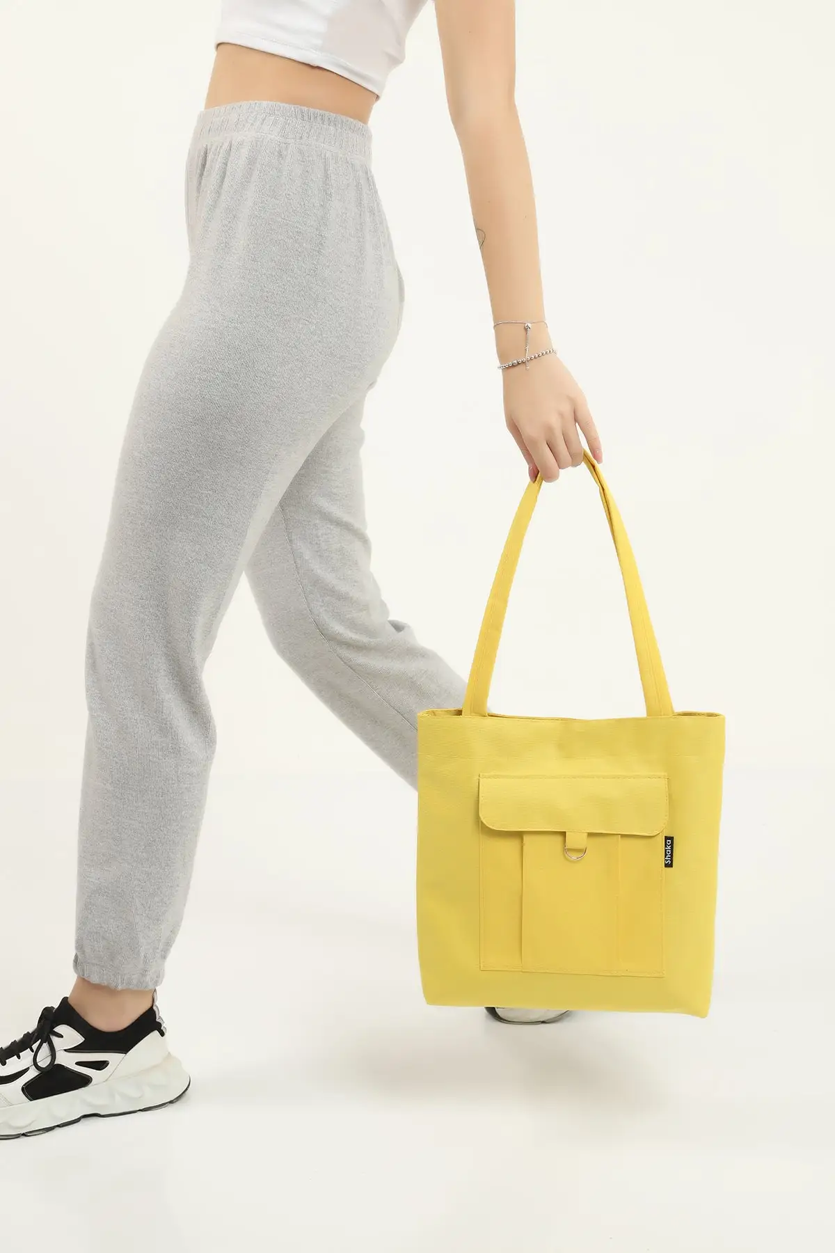 U7 Tas Bahu dan Lengan Kuning 35X35 Cm Tas Musim 2022 Kualitas Tren Mode Wanita Muda Lengan Panjang Berpola
