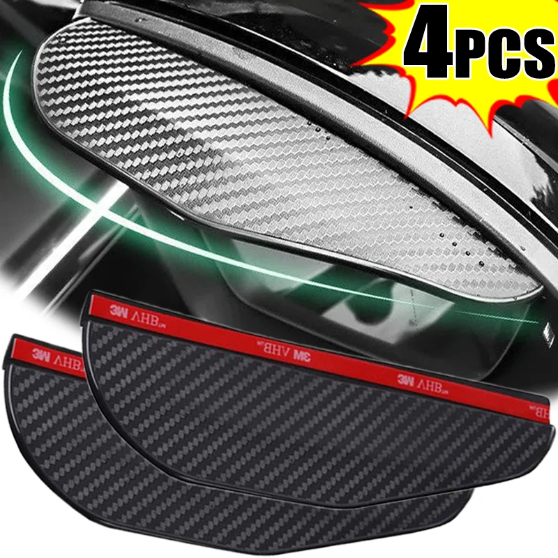 Patrón de fibra de carbono espejo retrovisor de coche lluvia ceja cubierta Universal para lluvia espejo retrovisor automático parasol ceja cubiertas para lluvia