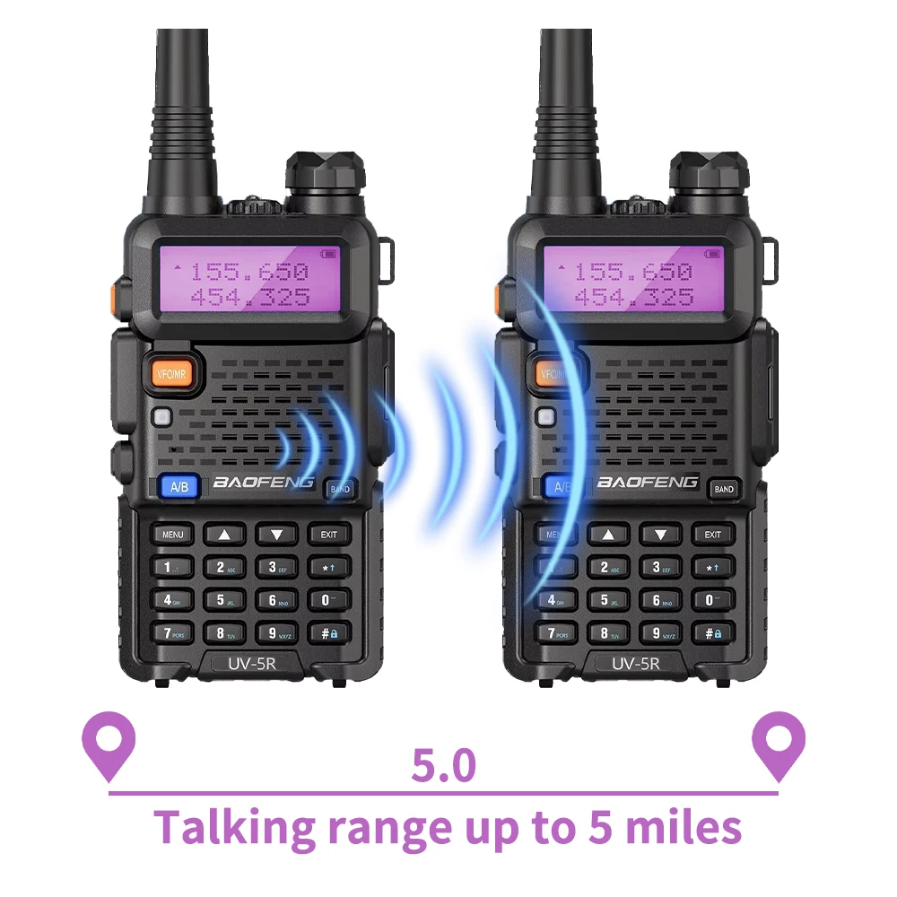 Hot Baofeng UV-5R 5W High Power CB Portable Walkie Talkie Long Range 10km 128CH Dual Band VHF UHF FM uv5r Hunting Two way Radios