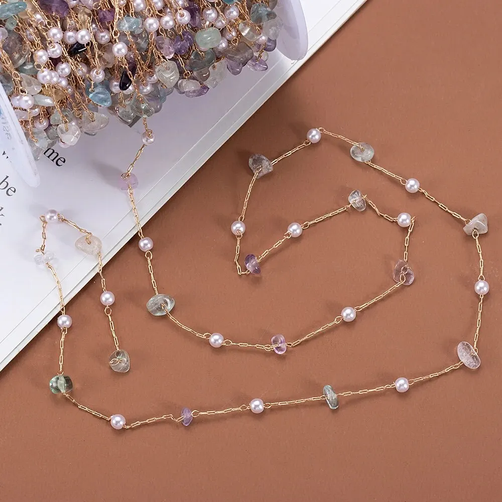 1 Meter/Los Unregelmäßige Steinperlen Kupferkette mit 4 mm Perlen Perlen Links für DIY Schmuck Halskette Armband Anhänger Zubehör