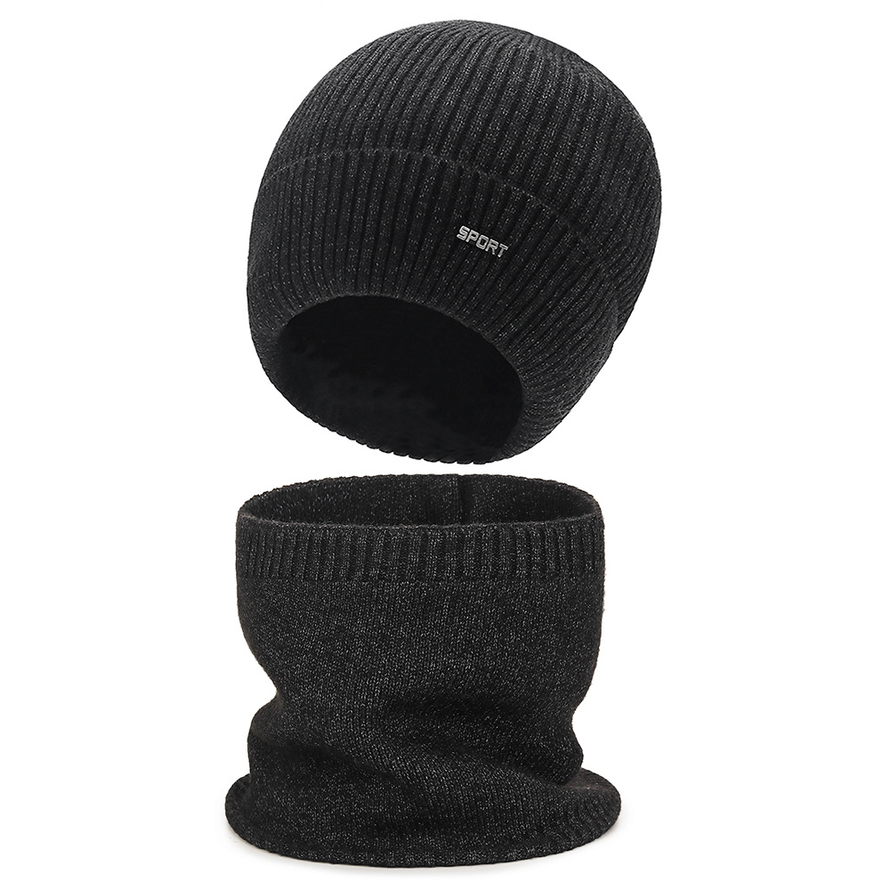 Winter neue einfarbige Herren und Damen Strick mützen Gehörschutz Schal Set warme Mütze Schal, Outdoor warme Mütze warm