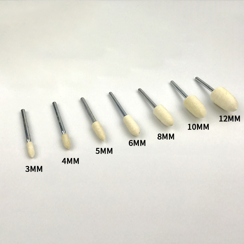 5PCS Wool Felt Mounted Polishing Buffing Wheel 2.35/3mm Shank for Grinder Drill Rotary Tools Grit 3mm/4mm/5mm/6mm/8mm/10mm/12mm