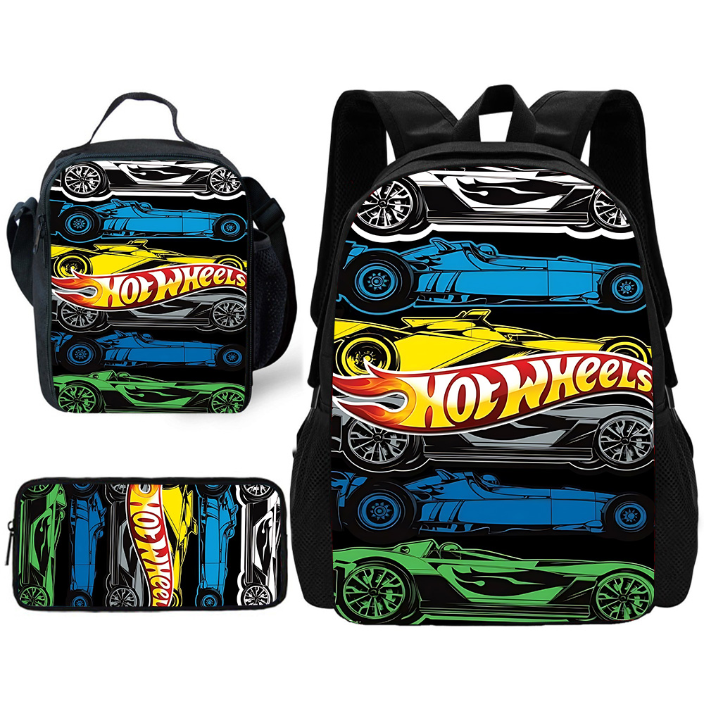 Mochila escolar infantil de corrida com rodas quentes e bolsas de almoço, bolsas de lápis, bolsas escolares para meninos e meninas, melhor presente