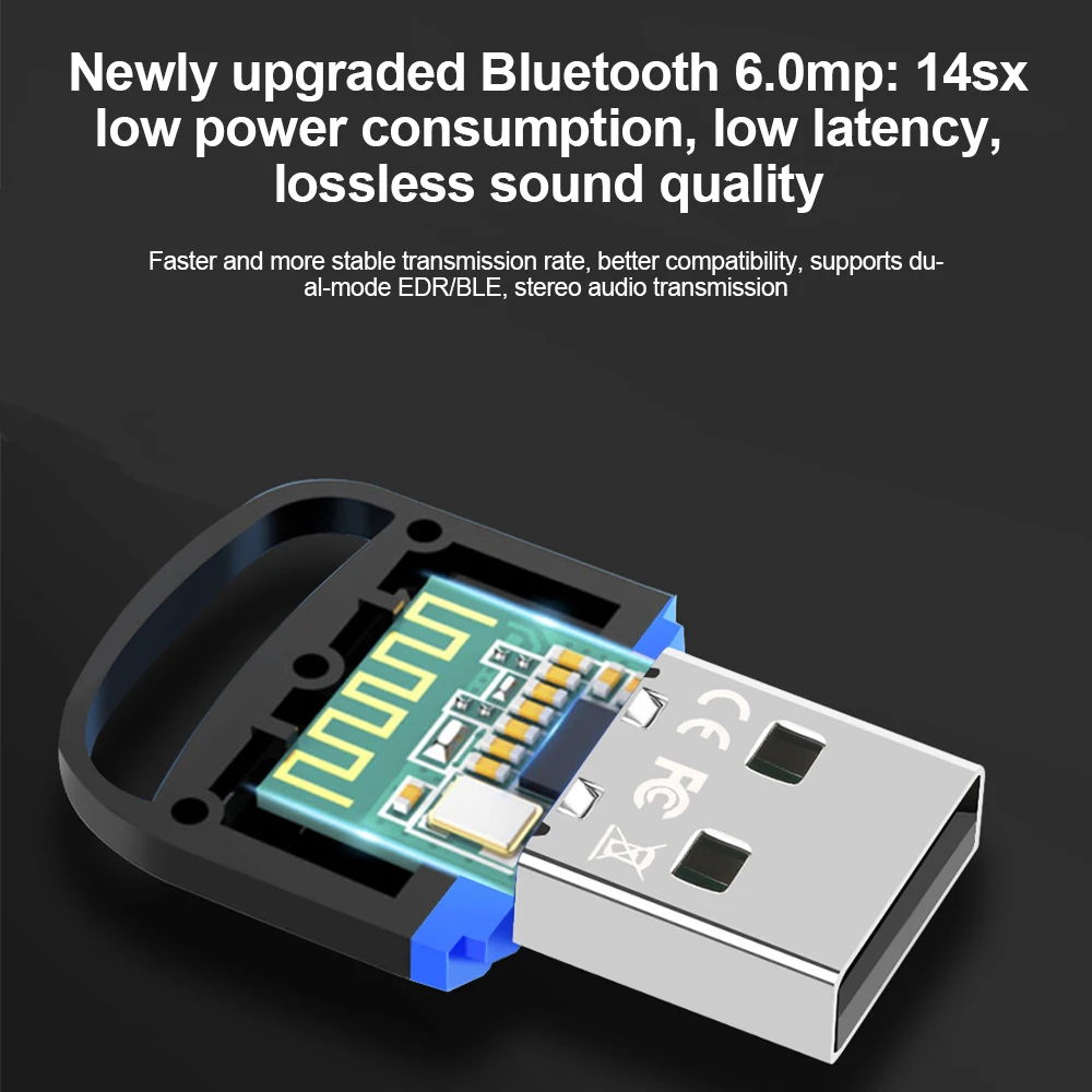 USB-адаптер Bluetooth 6.0 Bluetooth 5.4 Dongle для ПК Windows 11/10/8.1 Bluetooth-приемник-передатчик для клавиатуры/мыши