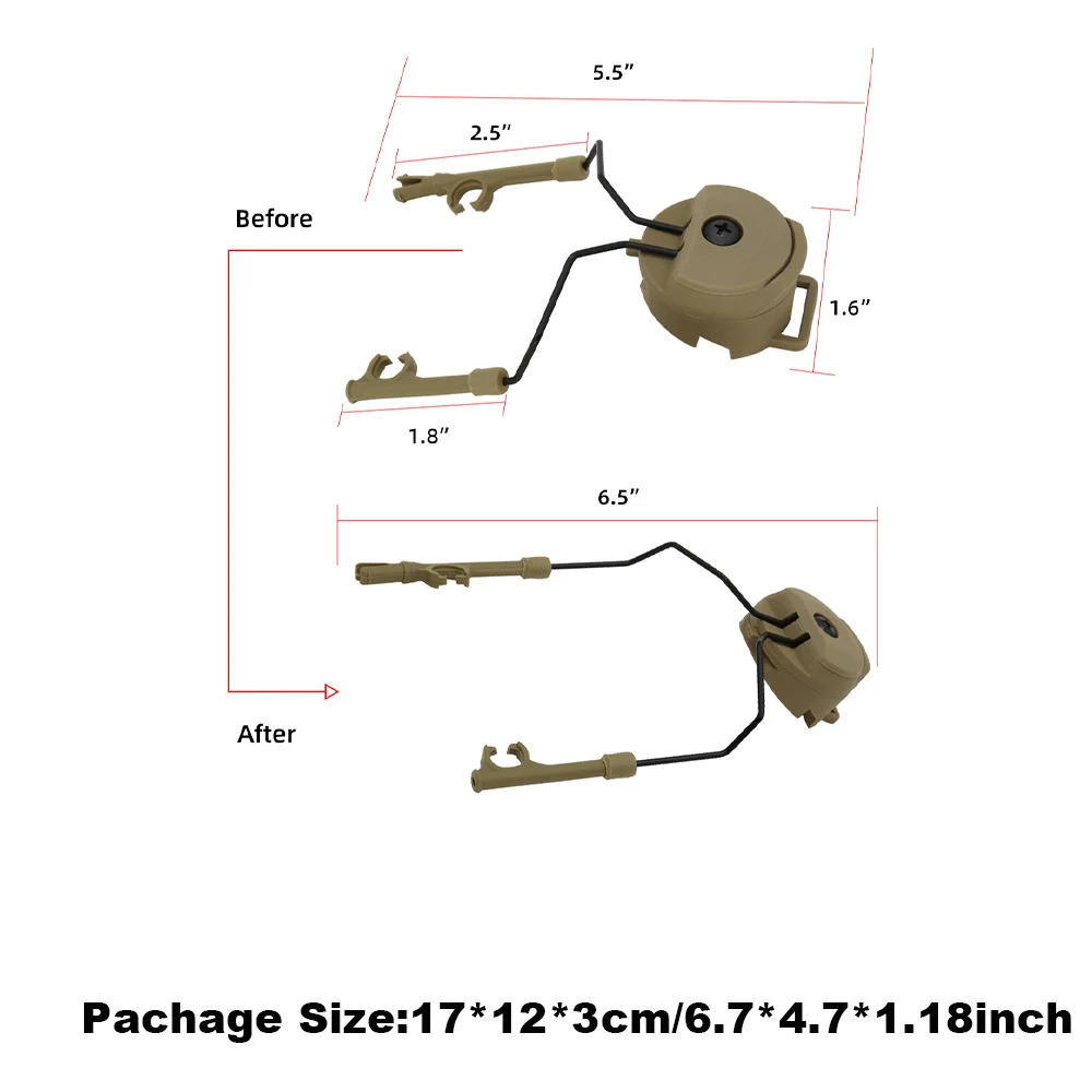 Tactical Headset Bracket Fast Ops Core  Helmet ARC Rail Adapter Comtac II Series for Headset Mount for Tactical Shooting