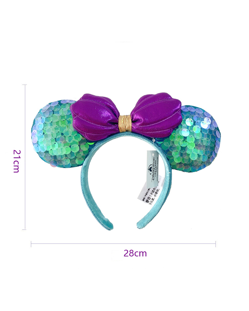 2023 disney mickey mouse orelha bandana parque de diversões cabelo hoop escala de peixe lantejoulas malha festa headwear menina brinquedo aniversário