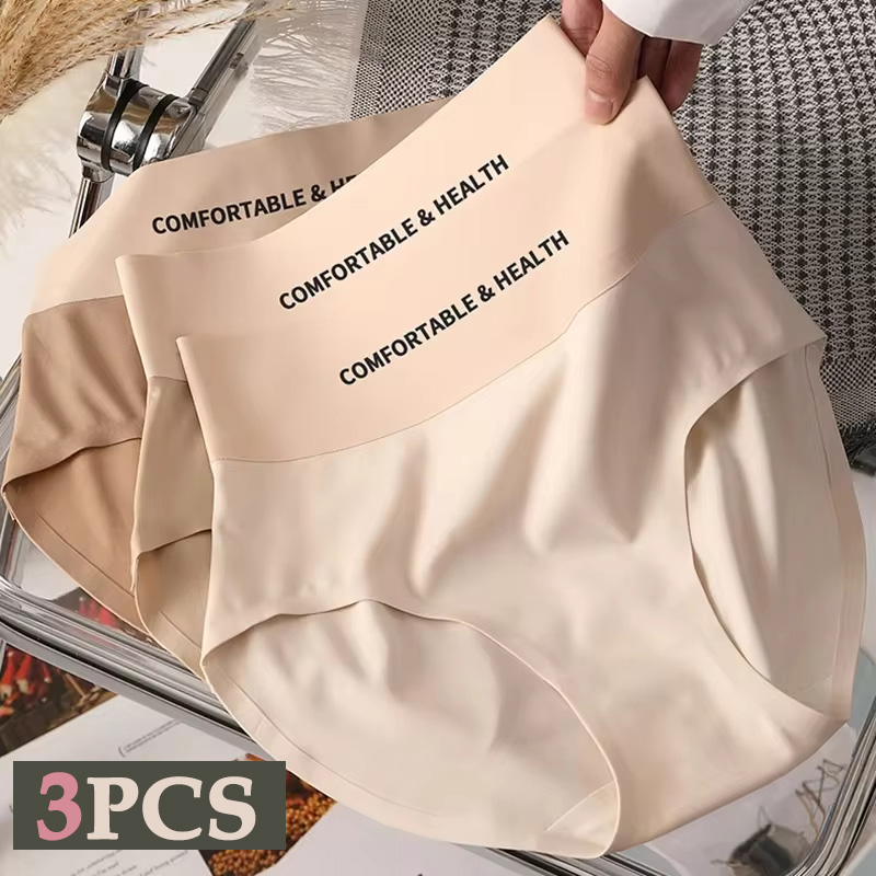 1/3 Uds ropa interior femenina bragas de cintura alta para mujer bragas invisibles sin costuras bragas de seda helada calzones para mujer breve