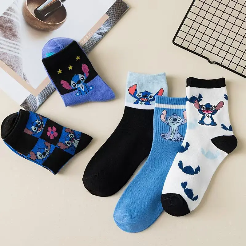 Stitch อะนิเมะ Lilo & Stitch ผ้าฝ้าย Midtube ถุงน่องถุงเท้าการ์ตูน Stitch ตุ๊กตาเด็กผู้หญิงอบอุ่นถุงเท้าเด็กคริสต์มาสของขวัญ