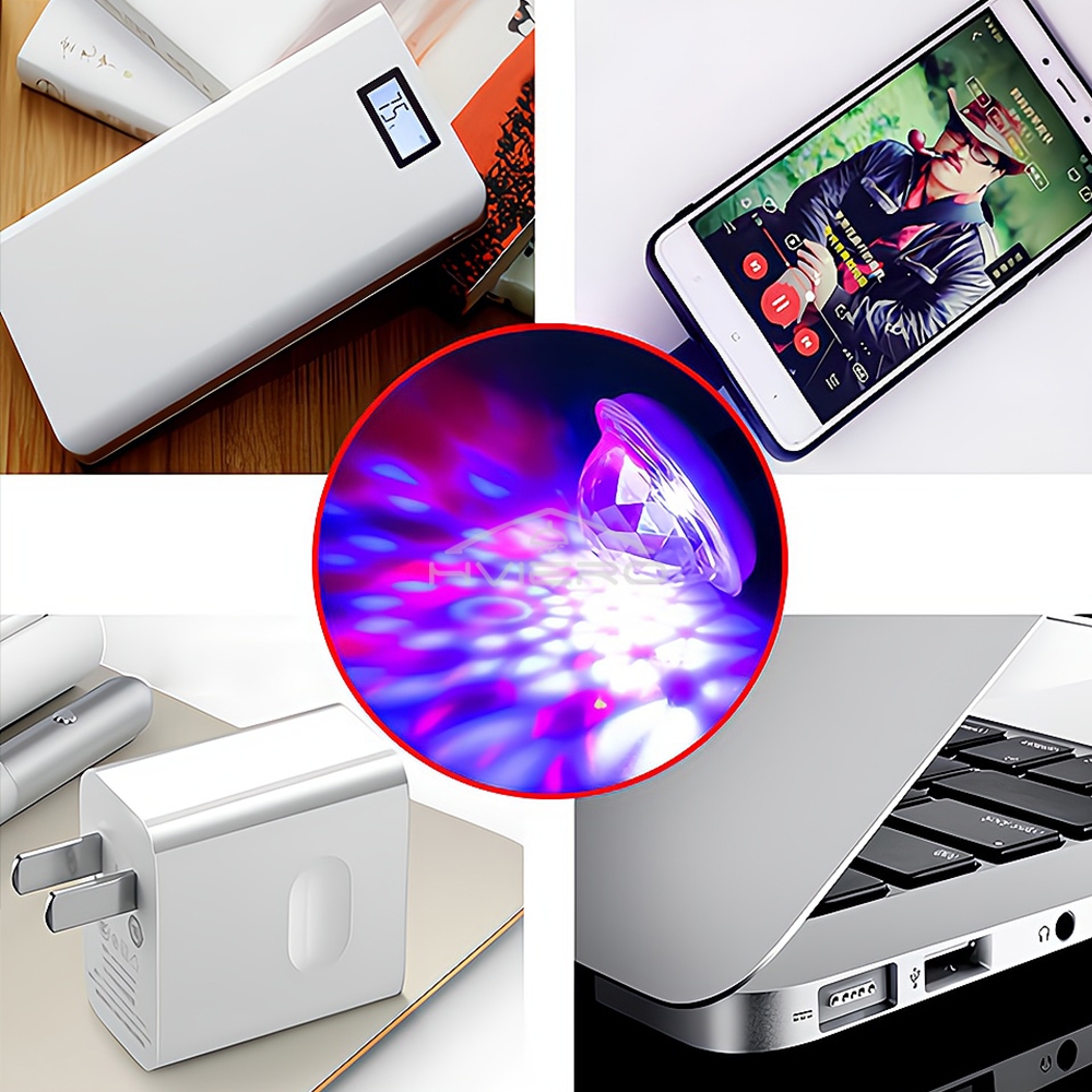 Mini USB Auto-interieur Decoratieve sfeerverlichting RGB Magic DJ Stage Effect Disco Crystal Sound Party Power Bank Home Night Rooms