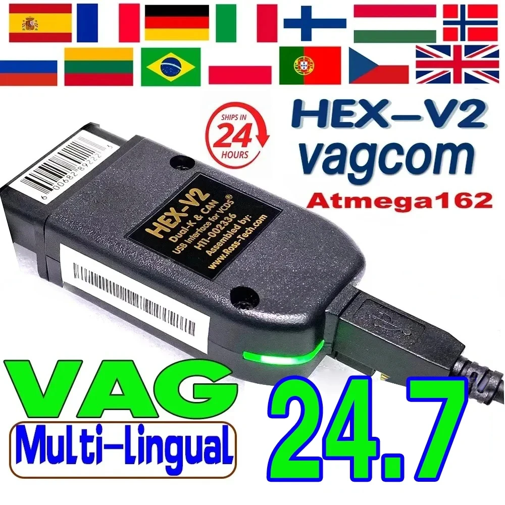 2025 para vag com HEX-V2 scanner obd2 ferramenta de diagnóstico cabo v24.7 multi-idioma hex v2 wesheu vag com para audi skoda vw carro