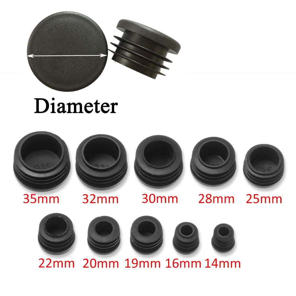 黒の丸いプラスチック製プラグイン,鋼管,内側の袖,テーブルチェア,フットパッド,パックあたり10個
