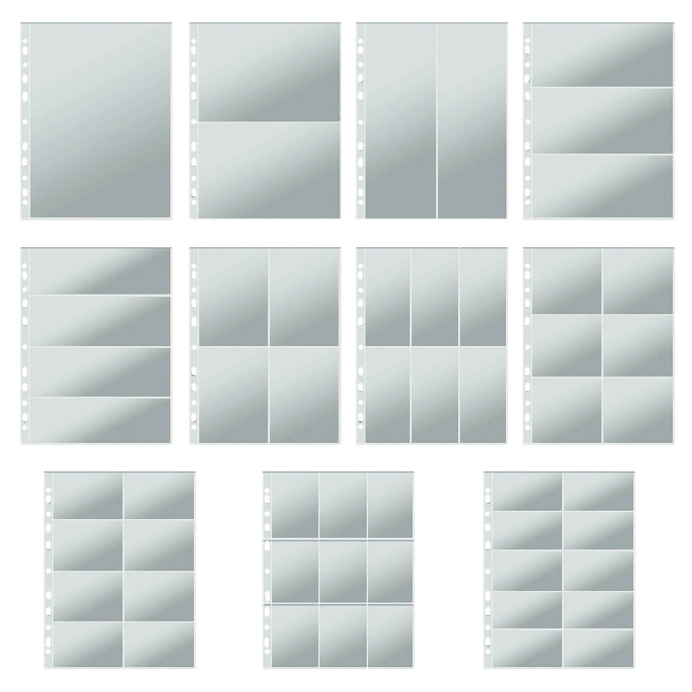11-Hole A4 Clear Photo Album Card Pages - Ring Binder Photocards Sleeves 10/30/50 Sheets/Pack for Photos/Cards/Documents Binder
