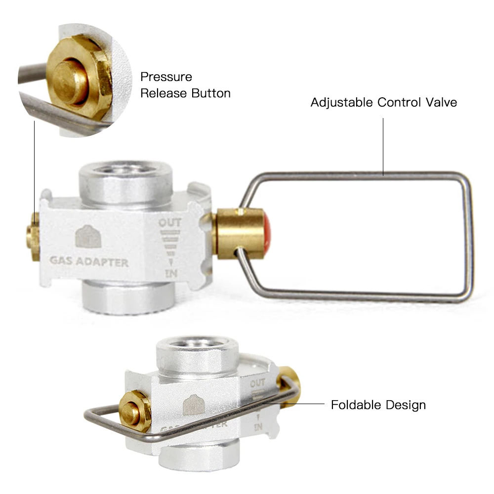 Gas Saver Plus Adattatore per bruciatore a gas Convertitore Cambio Ricarica Adattatore di conversione serbatoio piatto Adattatore gas da campeggio Valvola in lega di alluminio