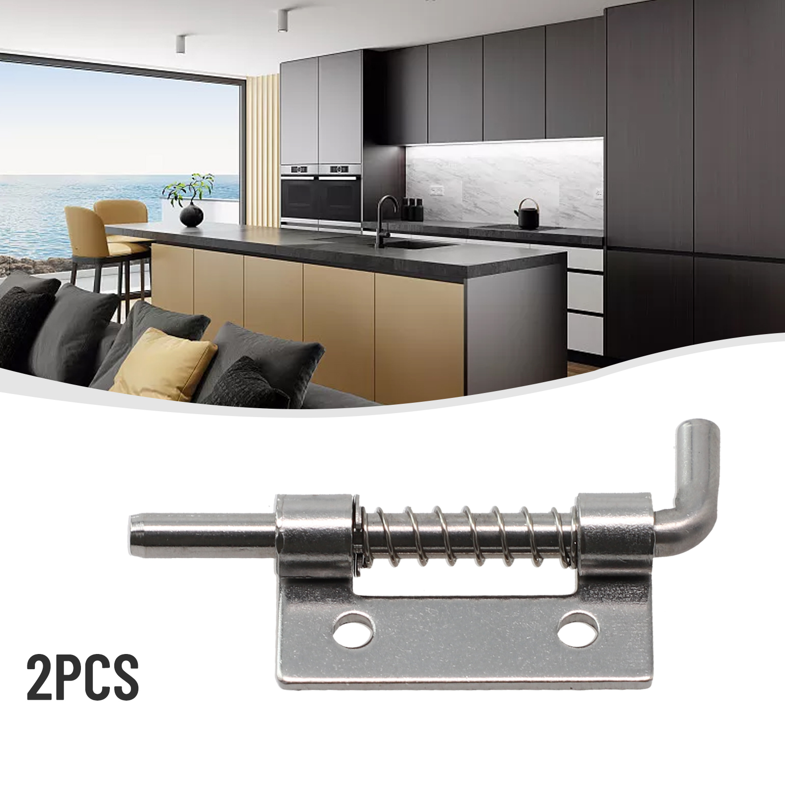 2PCS Spring Loaded Latch Pin 304 Stainless Steel Silver Window Cabinet Hinges Security Door Bolt Latch For Household Hardware
