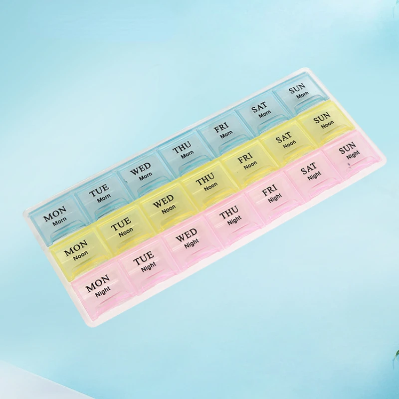 แบบพกพากล่องยากรณีOrganizer 7 วัน 21 กริด 3 ครั้งหนึ่งวันขนาดใหญ่ช่องสําหรับวิตามินยาน้ํามันปลา