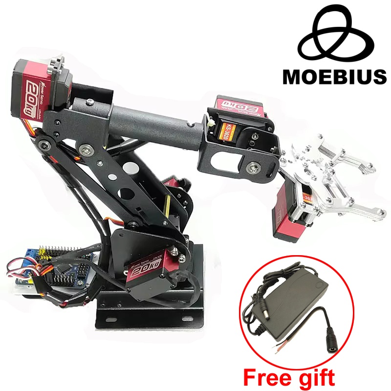 Günstiger zusammengebauter Arduino 6-DOP-Roboterarm mit digitalem Servos-Greifer-Klauenmanipulator für STM32/51 Teaching Robotic Kit