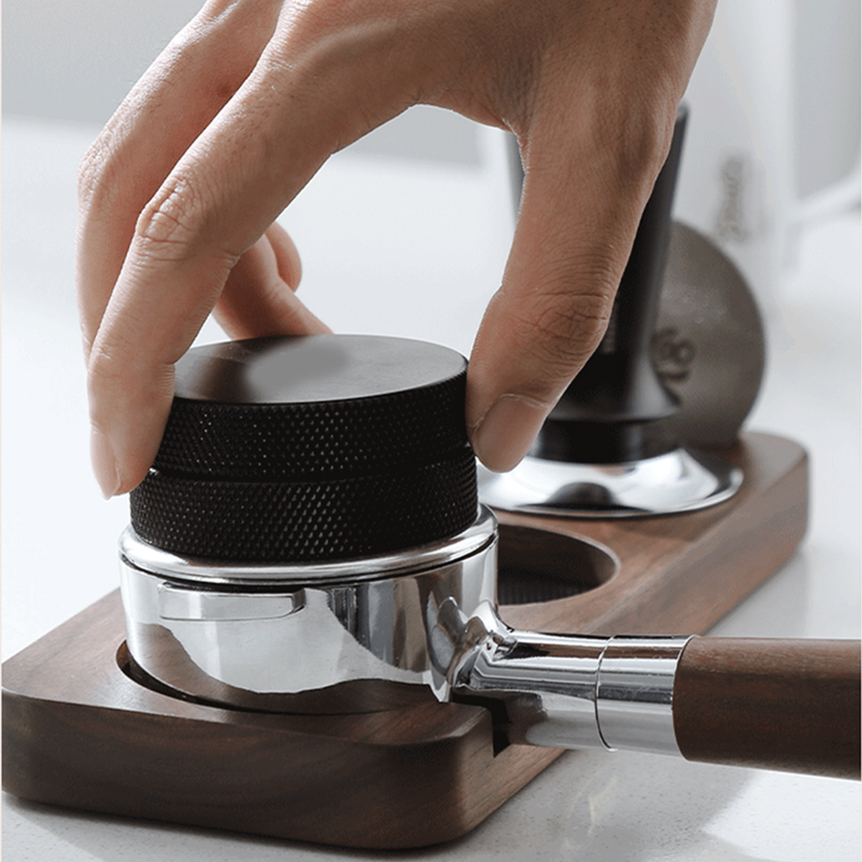 Estera de manipulación de café, soporte de estación, soporte para portafiltro, Base de soporte, estante de madera de nogal para accesorios de Espresso de 51MM, 54MM y 58MM, Barista
