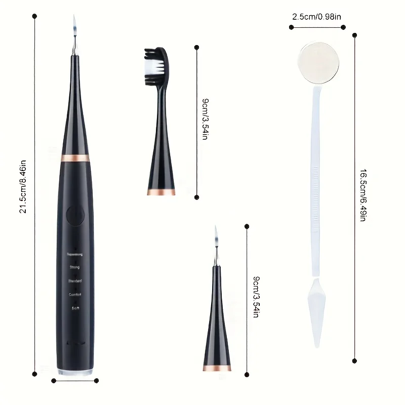 Escova de dentes elétrica e limpador 2 em 1, ajuste de velocidade de engrenagem, remoção de placa dentária, grau à prova d'água IPX6, contendo 4 brus elétrico