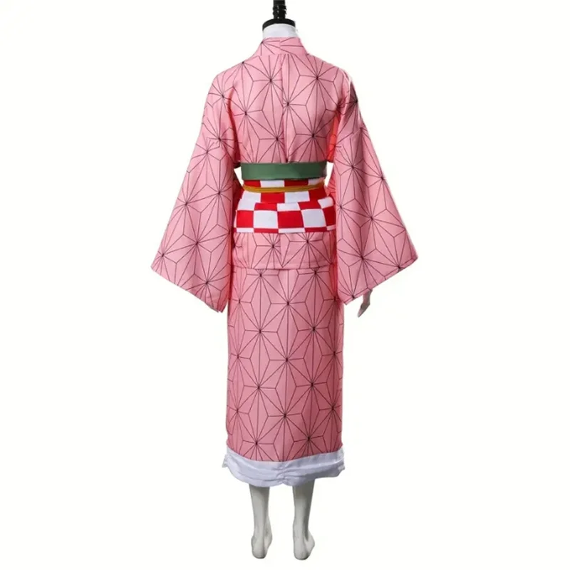 악마 슬레이어 Kamado Nezuko 코스프레 의상 일본 애니메이션 카니발 파티 성인 제복 소녀 할로윈 의상 어린이를위한