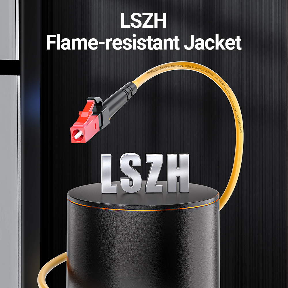 AMPCOM Glasfaserkabel LC auf LC Singlemode-Glasfaser-Patchkabel Simplex UPC 9/125 μm, OS1/2 SMF 1/2/3/5/10/15 Meter LSZH OFNR