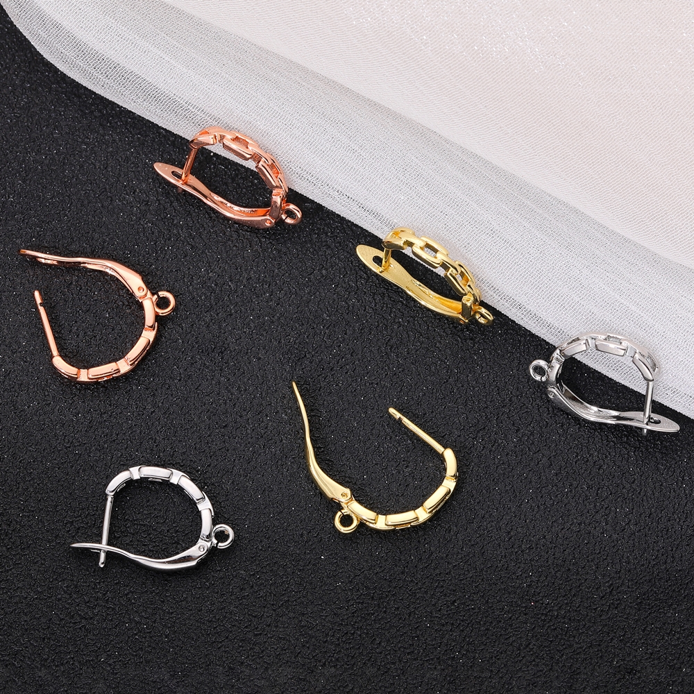 Juya DIY 18K Gold Silver Plated Earwire Fixtures Basic Fastener Stitches Anti-Allergy Earring Hooks Clasps Accessories Supplies
