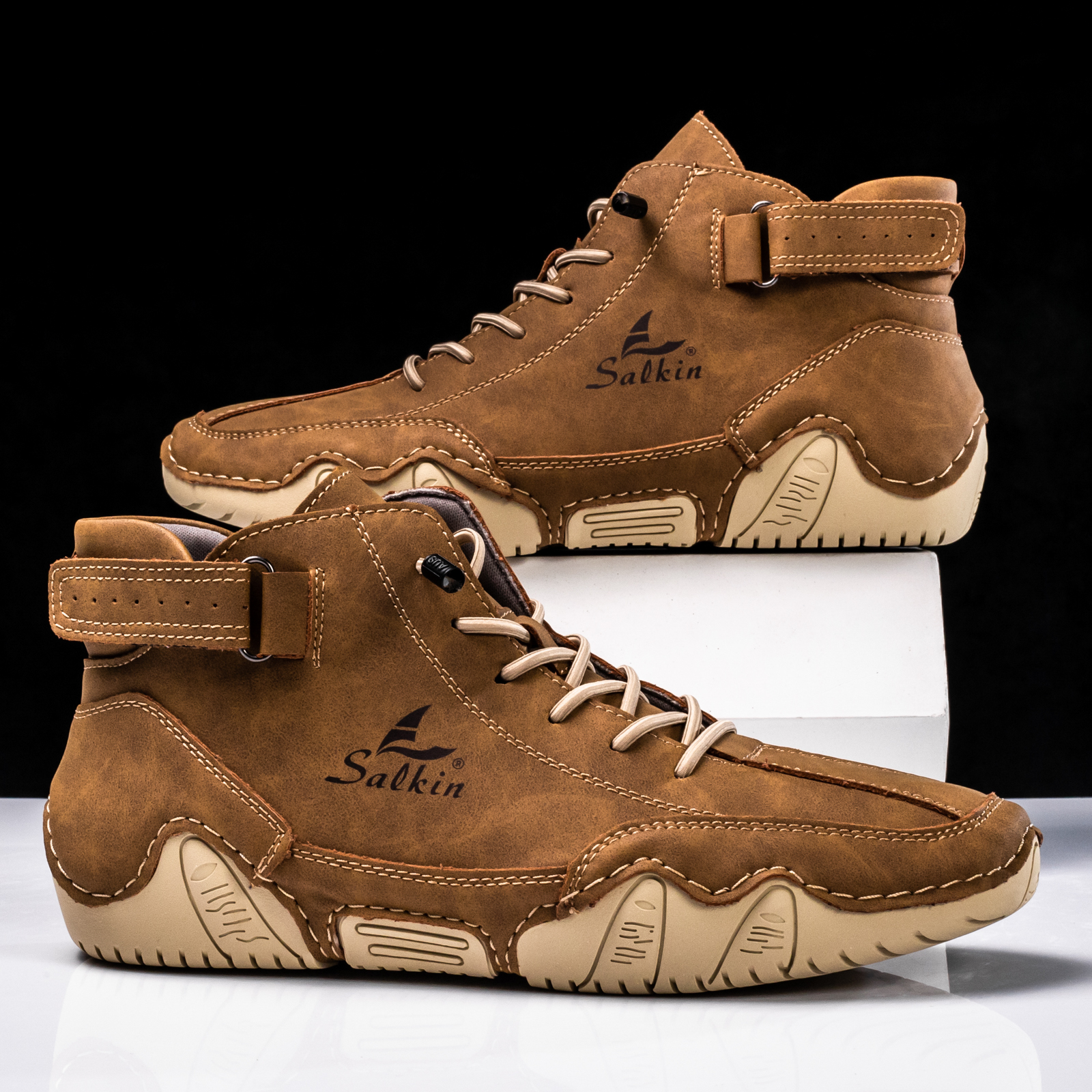 Nowe Ręcznie Robione Męskie Buty Designerskie Sneakersy Męskie Outdoorowe Casualowe Skórzane Sneakersy Męskie Botki Trekkingowe Jesienne Oddychające Gorąca Wyprzedaż