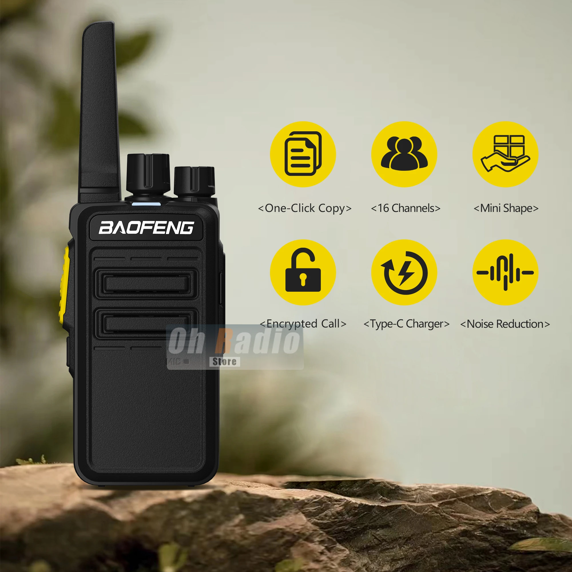2/4PCS Baofeng BD-V12A Mini Walkie Talkie Noise Reduction Wireless Copy Frequency Type-C Charger V12-A Ham Two Way Radio Hunting