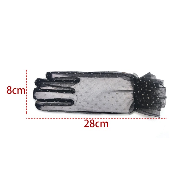 1pc 섹시한 Transparentes 도트 인쇄 블랙 화이트 메쉬 Tulle GloveSpring 여름 얇은 짧은 장갑 클럽 파티 파티 댄스 드레스 장갑