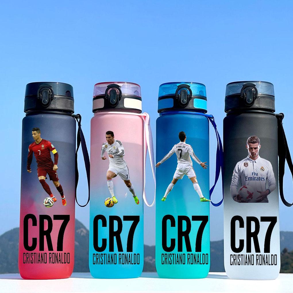 Cristiano Ronaldo botella de agua deportiva a prueba de fugas taza de plástico colorida beber viajes al aire libre gimnasio portátil jarras de Fitness regalo