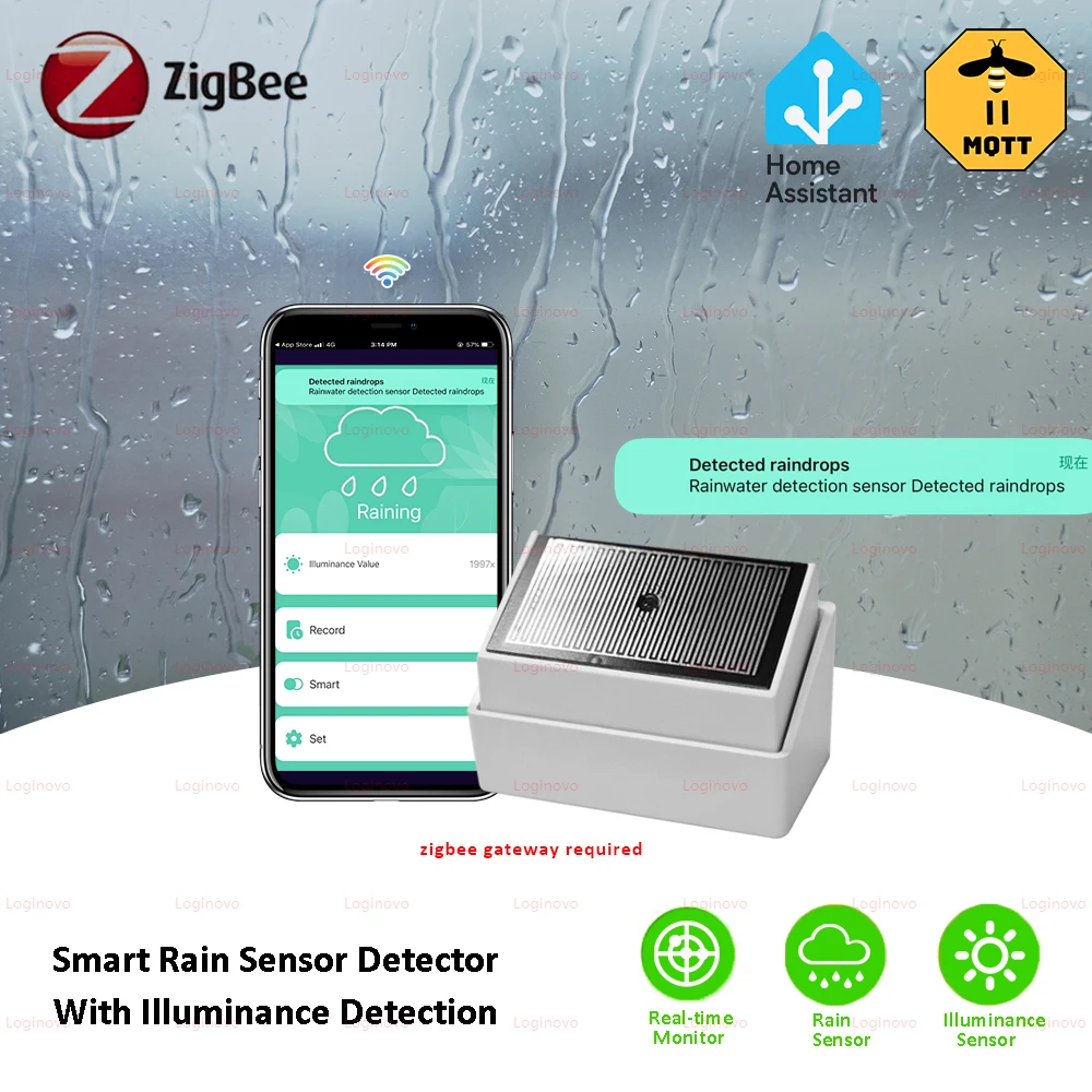 2в1 Zigbee датчик дождя детектор осадков с яркостью обнаружения света для умного домашнего помощника 2MQTT автоматизации