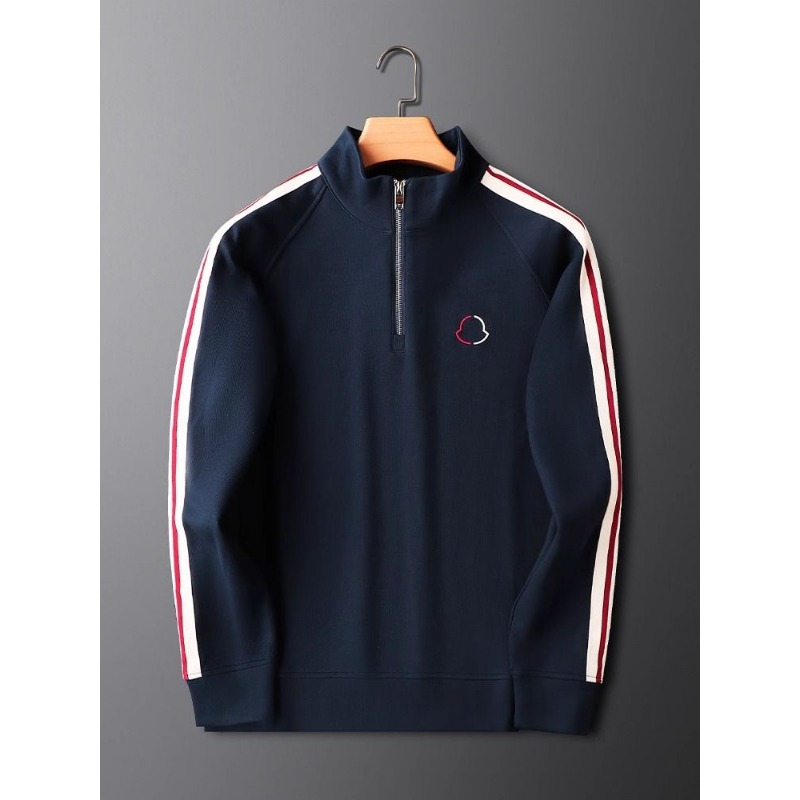 เสื้อผ้าผู้ชายฤดูใบไม้ร่วงและฤดูหนาวคุณภาพสูงแฟชั่นคอปกครึ่งซิปชุดกีฬาสันทนาการกางเกงตรง 2 ชิ้น