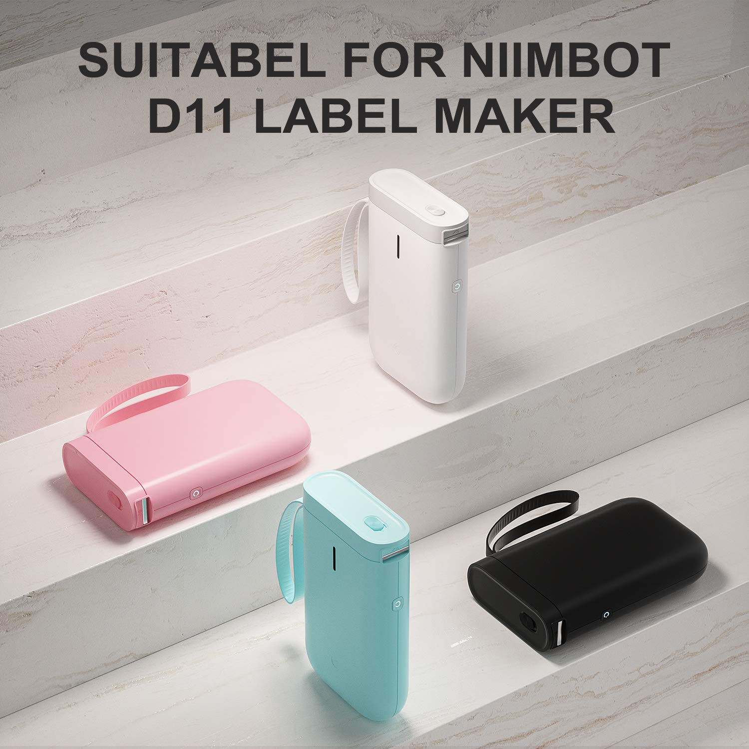 NIIMBOT สติกเกอร์ Self-กาวป้ายกระดาษความร้อนสําหรับ D11 D101 D110 Mini เครื่องพิมพ์สีขาวที่มีสีสันสายกันน้ําเทปม้วน