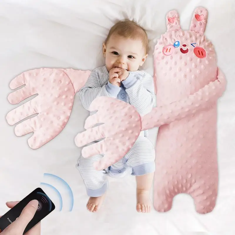 Baby Sleep Soother Automatic Palm Patting Stuffed Animal Pillow with Adjustable Speed Remote Control for Baby Startle Prevention