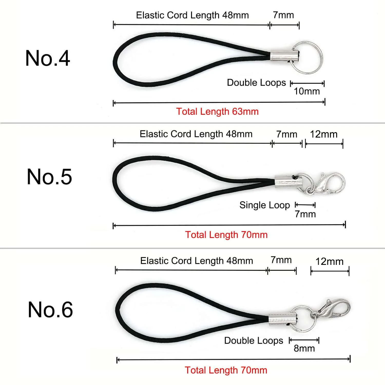 20/50Pcs Elastic Lanyard Strap Cords Lobster Clasp Rope Keychain Hooks Mobile Set Charms Keyring Pendant Key Ring Accessories