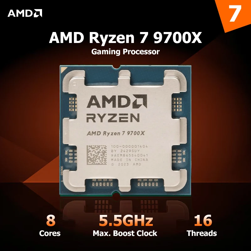Nowy procesor AMD Ryzen 7 9700X R7 9700X 5,5 GHz 8-rdzeniowy 16-wątkowy 40 MB pamięci podręcznej do gier 4NM TDP 65W Socket AM5 Gaming CPU Zen 5 Bez wentylatora
